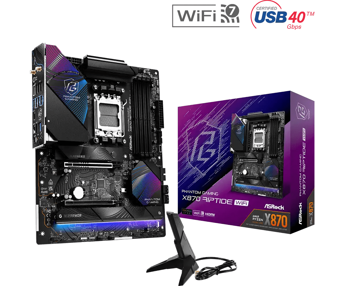 ASRock X870 Riptide WiFi AMD AM5 Socket Gaming Motherboard | 90 - MXBPP0 - A0UAYZ - 4710483949357 - Vektra Computers LLC ASRock X870 Riptide WiFi AMD AM5 Socket Gaming Motherboard | 90 - MXBPP0 - A0UAYZ - 4710483949357 - Vektra Computers LLC
